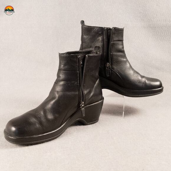 Dansko Bibi Moto Boots Black Leather Block Heel Side Zip Bikercore Women's Sz 36 - Picture 10 of 14